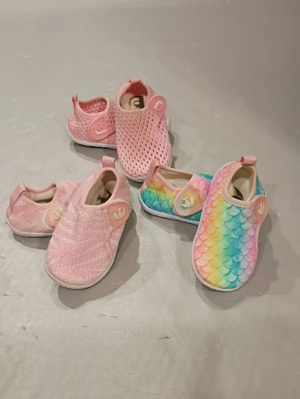 3 Pair Of Kids Slip-On Water Shoes - Pink & Rainbow